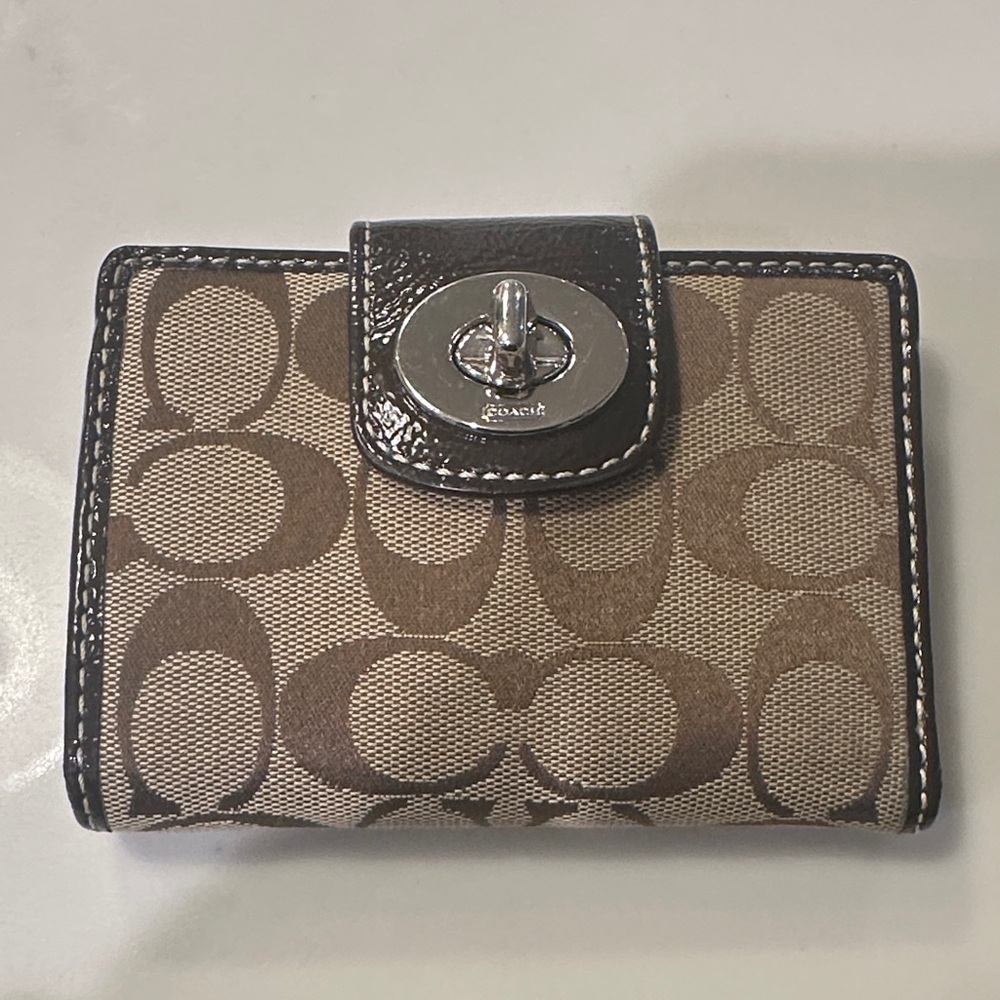 Coach Signature Brown and Tan Wallet